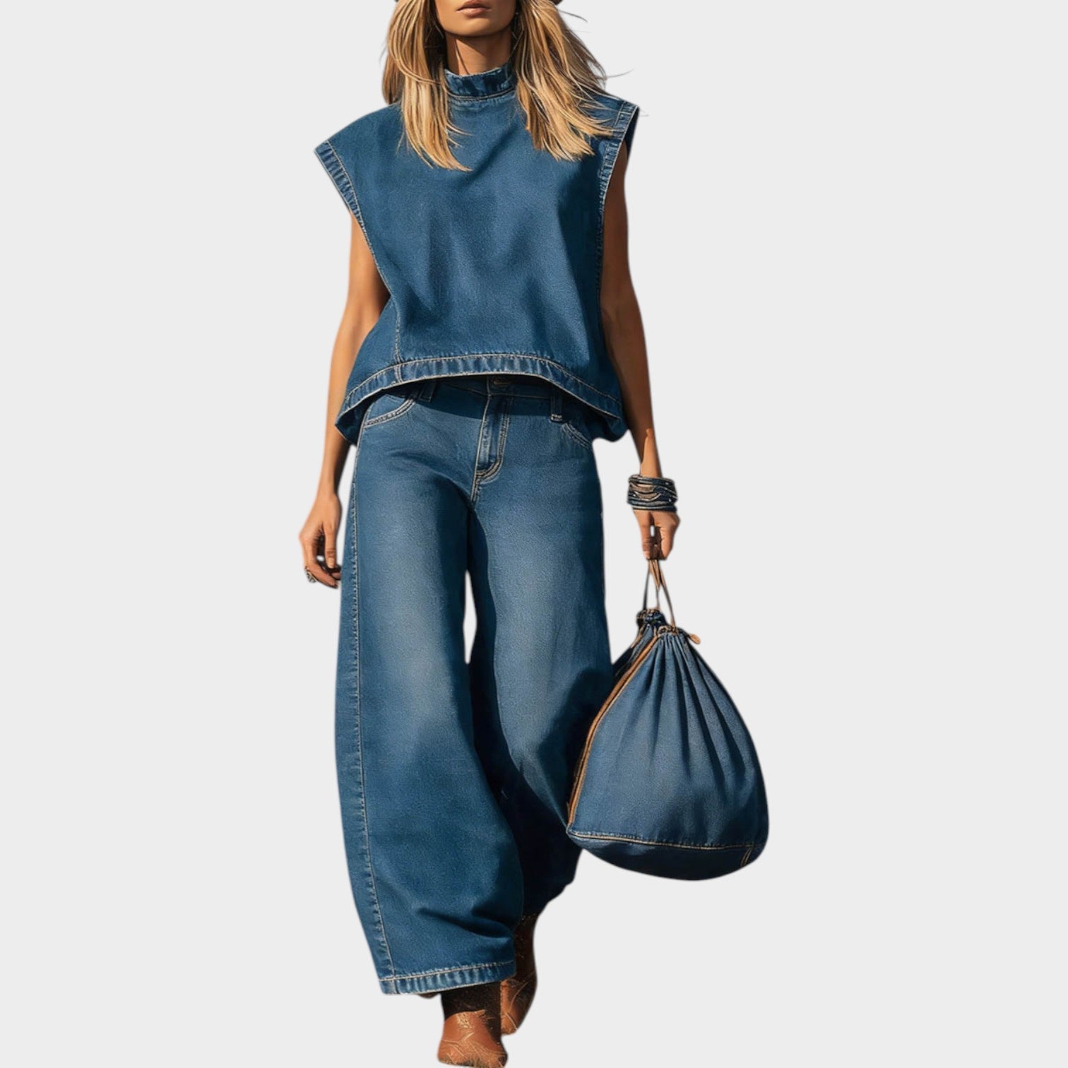Modern Denim Two-Piece Set