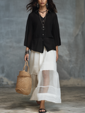 Minimal Black Sheer Layered Top & Skirt Set