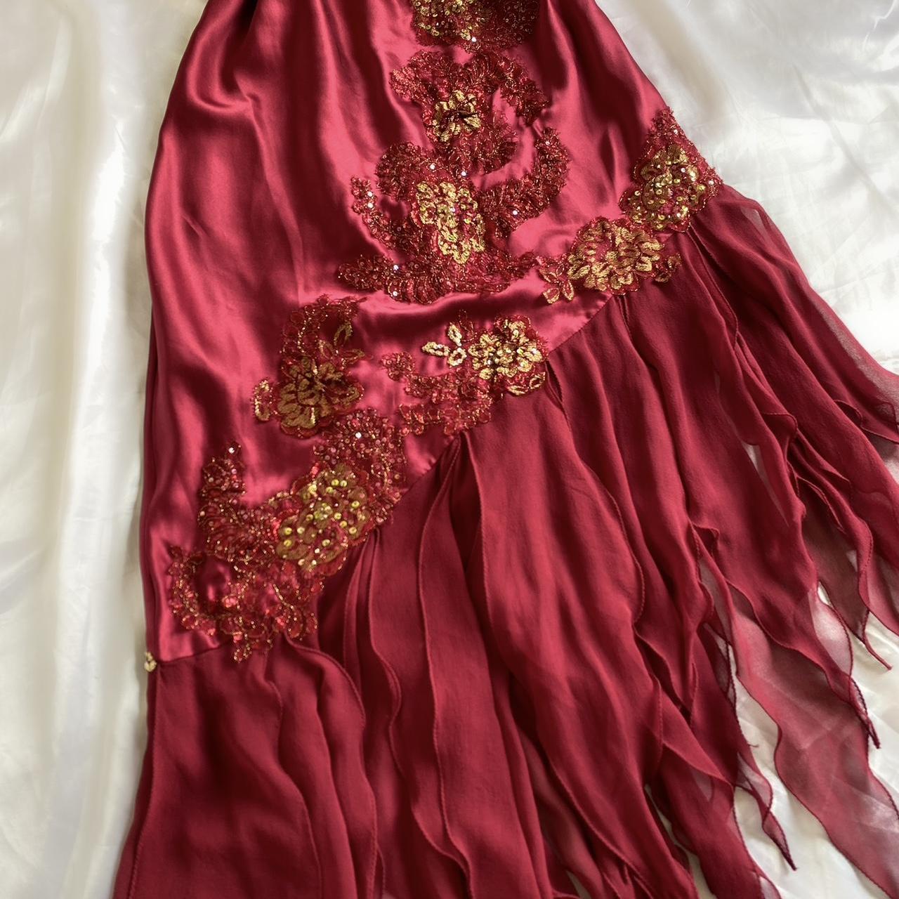 Women's Burgundy and Gold Dress