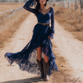 Women's Vintage Elegant Blue Lace Dress