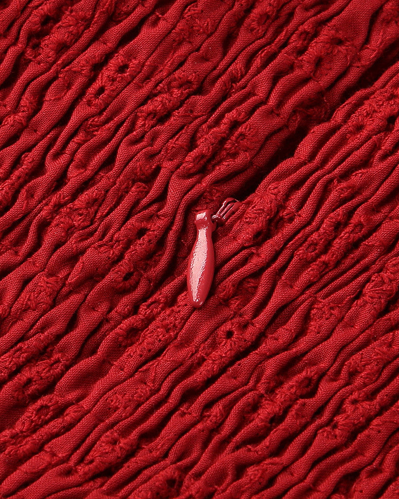 Bardot Broderie Corset A Line Dress Red