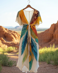 Summer vacation bohemian hand embroidered chiffon dress 29f3