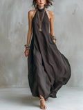 Charcoal Gray Bohemian Style Off The Shoulder Loose Maxi Dress