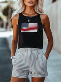 [24-hour shipping out]Loose Casual Everyday Printed Top Striped Shorts Set