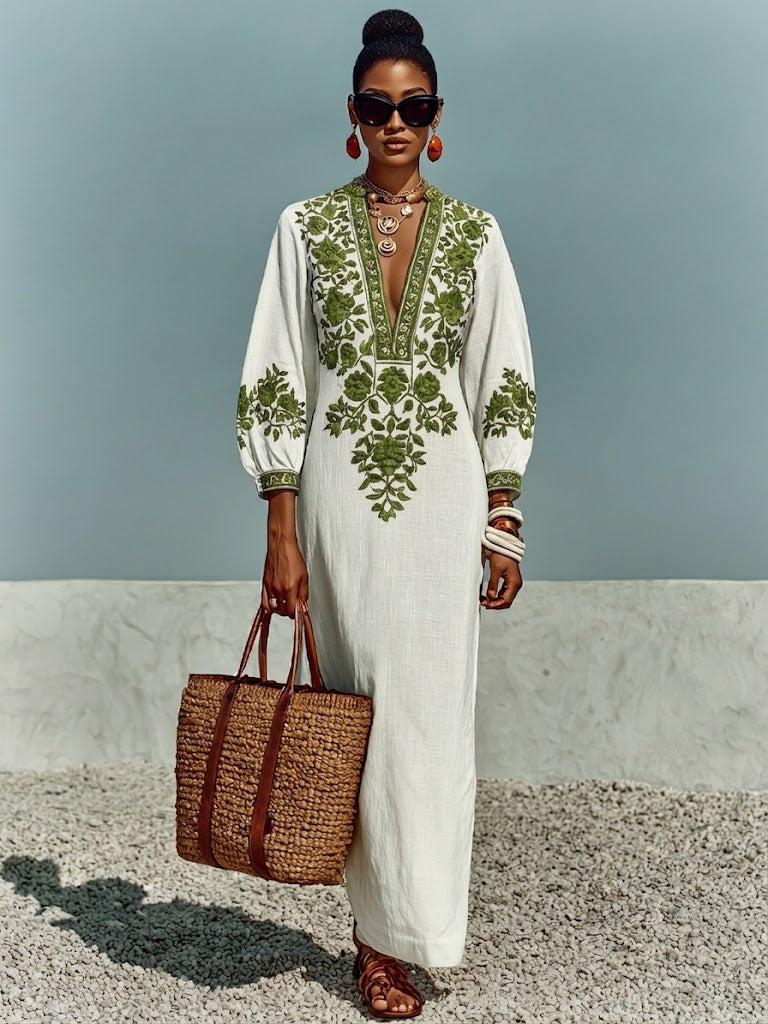 Loose-fit Casual Linen And Cotton Dress