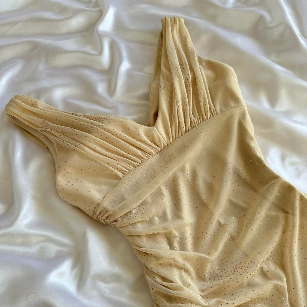 & Other Stories Women's Cream and Gold Dress