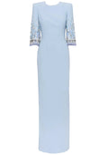 Embellished Sleeves Maxi Dress Light Blue