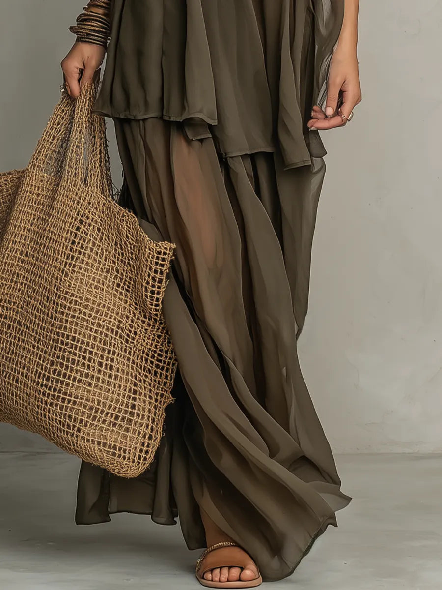 Ethereal Sleeveless Sheer Tiered Set