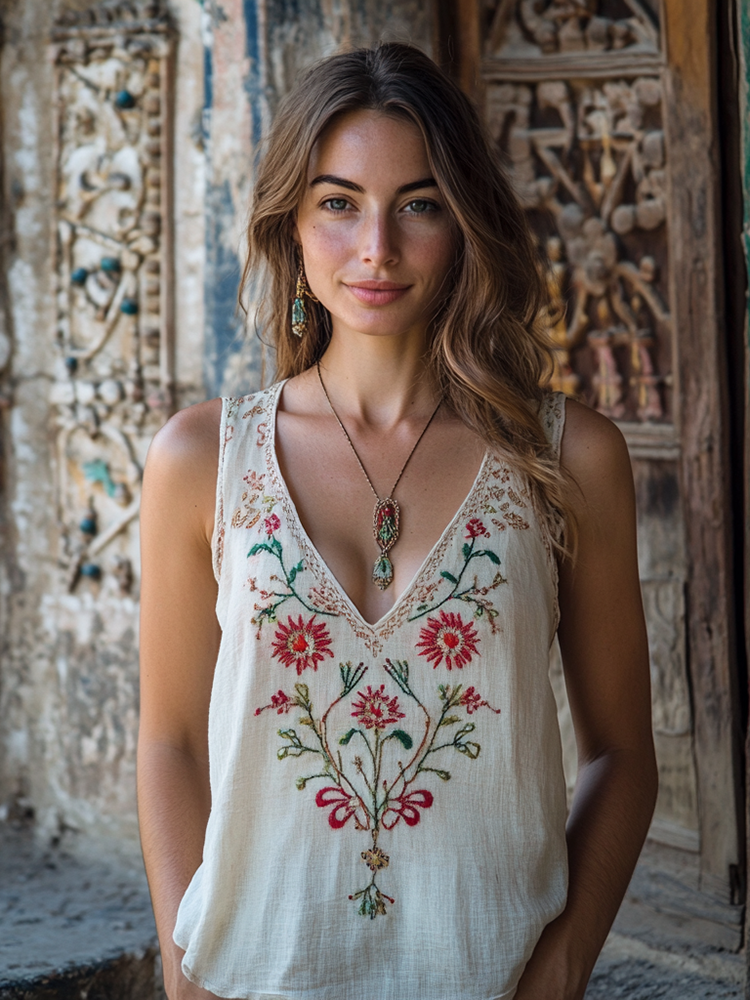 Women's Bohemian Vintage Floral Embroidered Vest