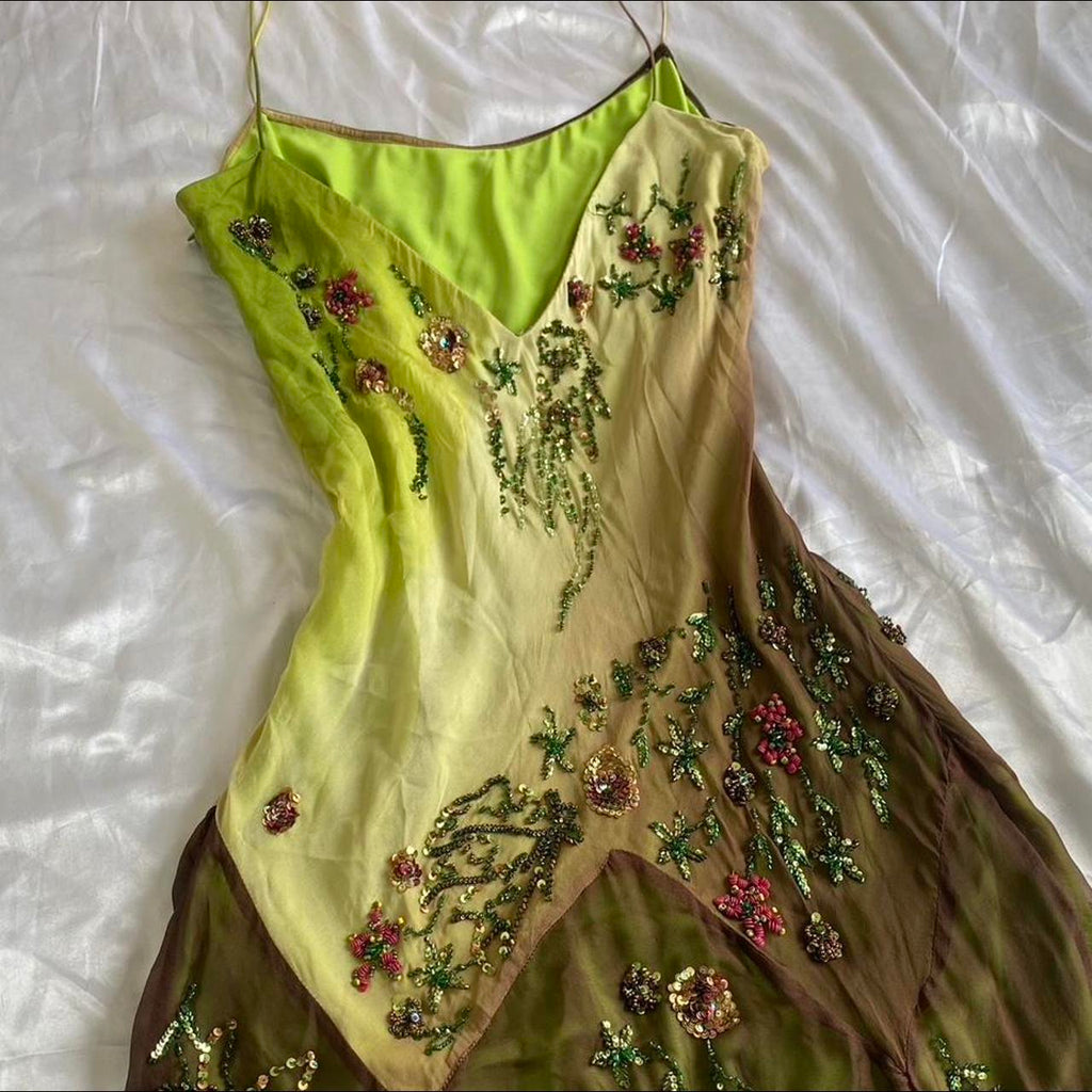 Women's Green and Brown Dress