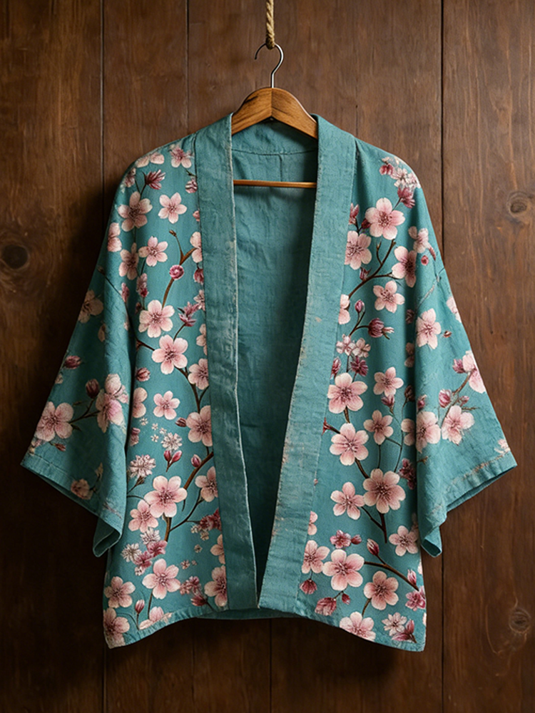 Japanese Art Style Cherry Blossom Pattern Cardigan