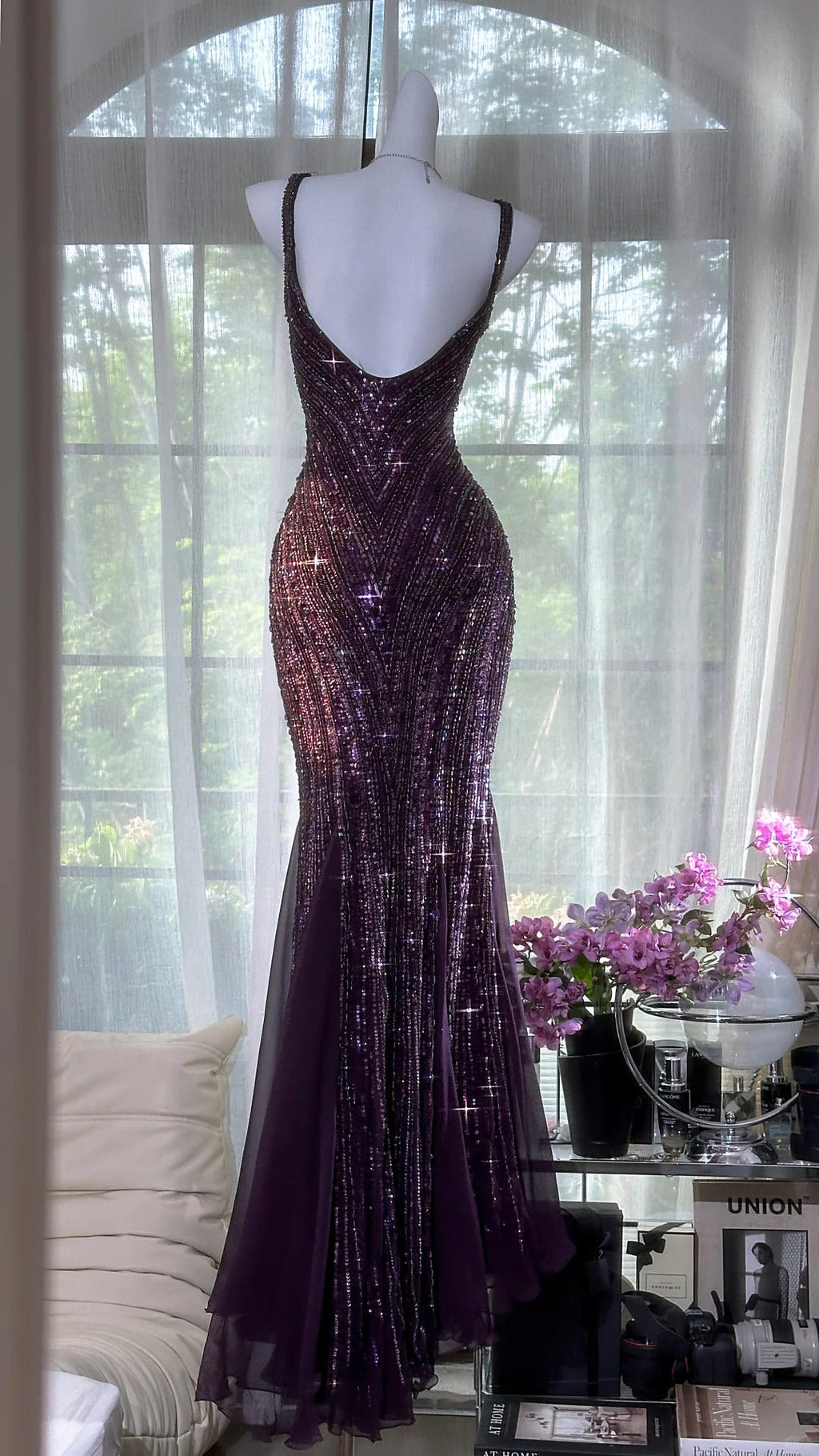 Purple Luxury Gorgeous Beading Fashion Elegant Long Prom dresses Evening Gown Party Dress