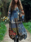 Boho Colorful Textile Flowy Linen Blend Maxi Dress