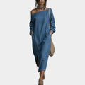 Off-Shoulder Relaxed Midi Dress