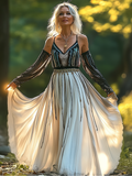 Summer vacation fashion elegant contrast color dress 76be