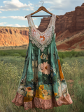 Summer colorful vacation patchwork contrast dress a0b3