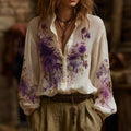 Women's Bohemian Floral Pattern Linen Shirt