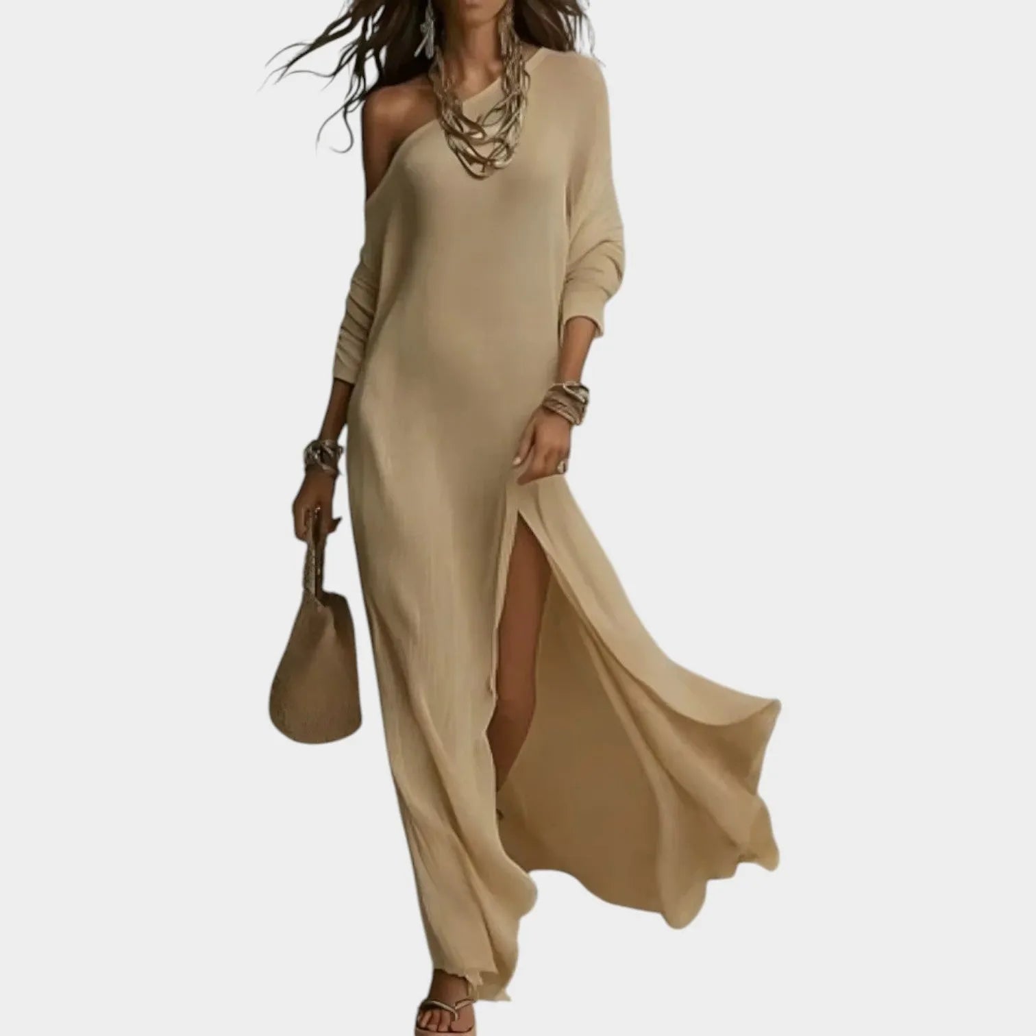 One-Shoulder Split Maxi Dress