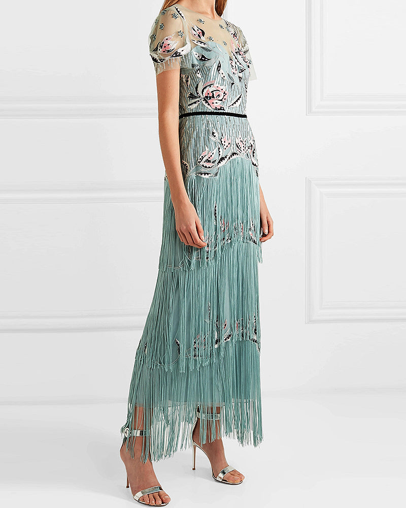 Women's Elegant Fringe Dress - 01