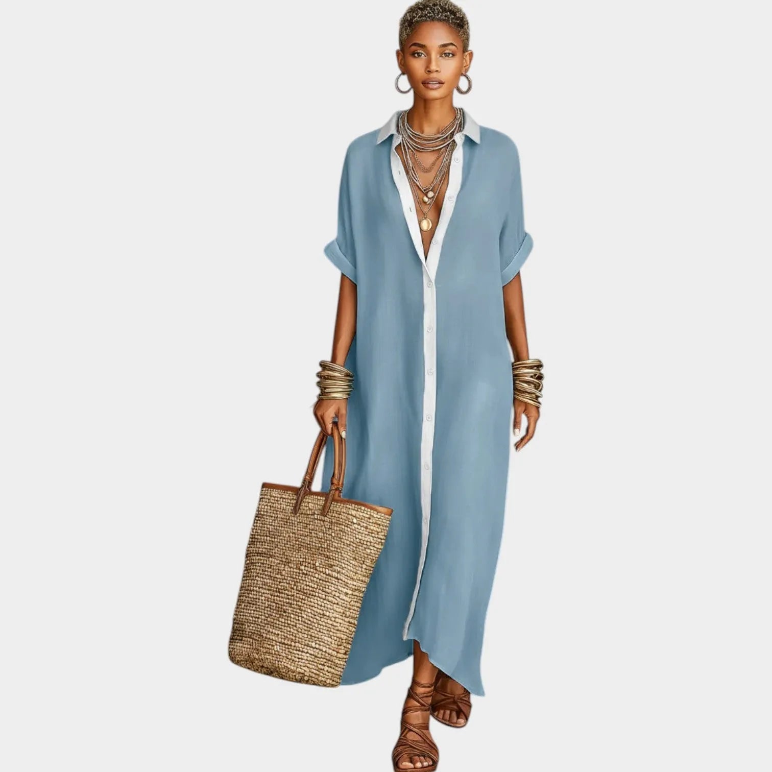 Chic Button-Down Maxi Shirt Dress