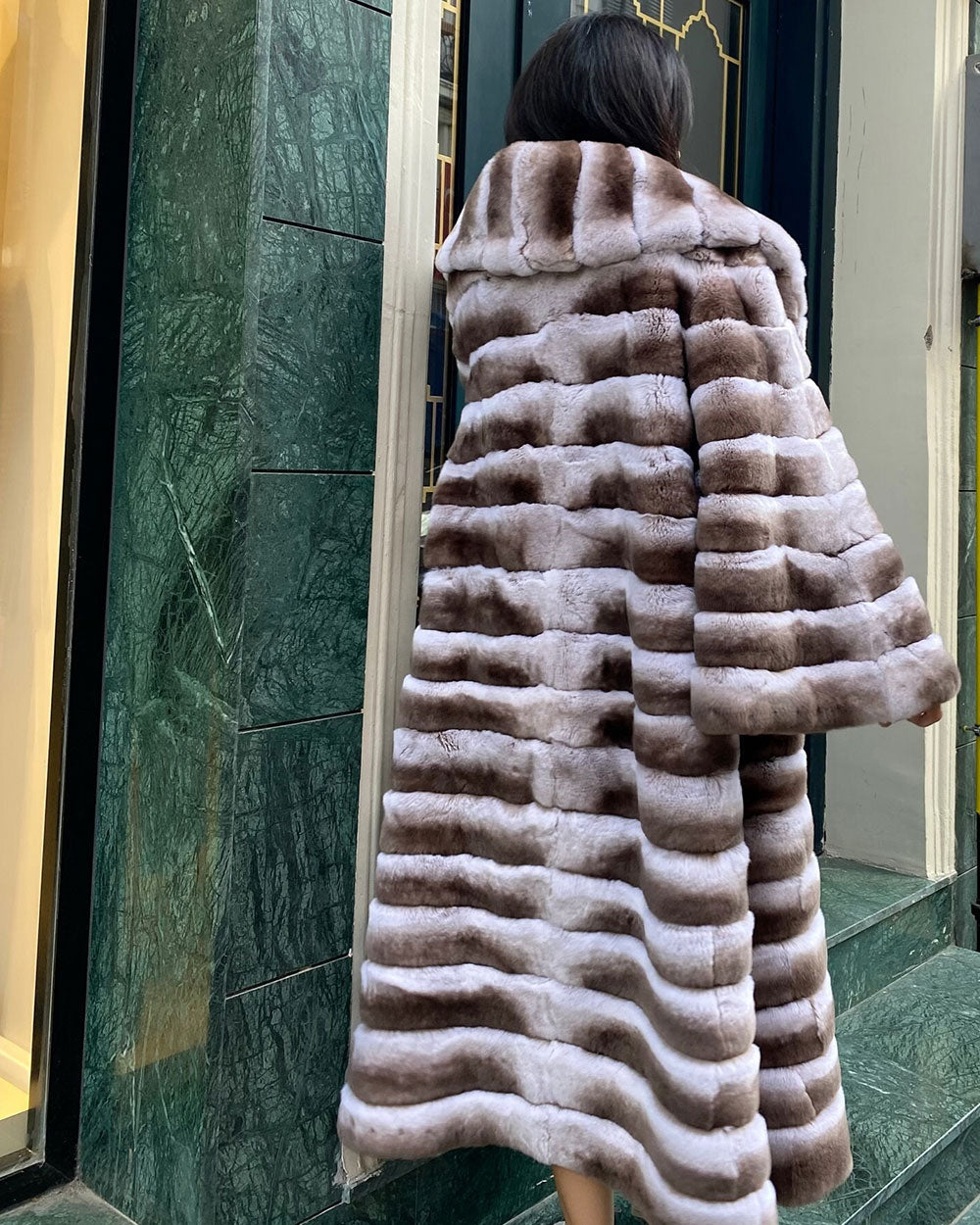 Top Quality Rex Rabbit Fur Long Big Collar Women's Premium