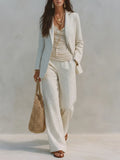 Ivory-White Diamond-Patterned Suit Set