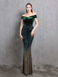 One Shoulder Fishtail Velvet Evening Maxi Dress