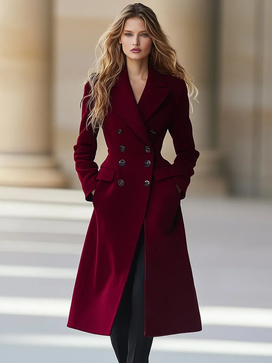 [24-hour shipping out]High-End Temperament Double-Breasted Waist Lapel Coat