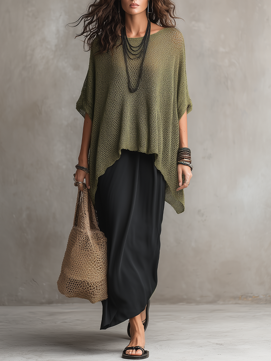 Relaxed Textured Asymmetric Knit Set