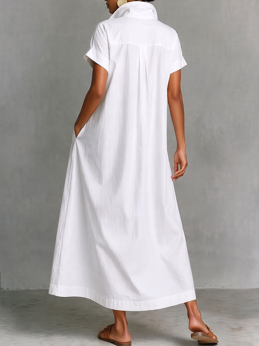 Zipper Solid Color Pockets Sleeveless High Waisted V-neck Maxi Dresses