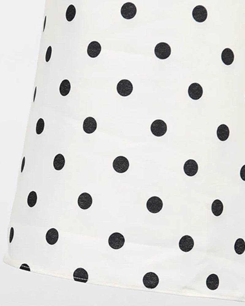 Polka Dot A Line Midi Dress Ivory
