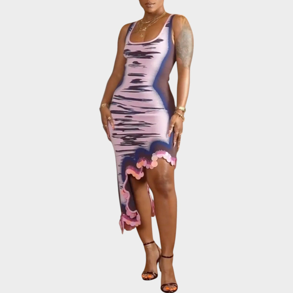 Abstract Edge Bodycon Midi Dress