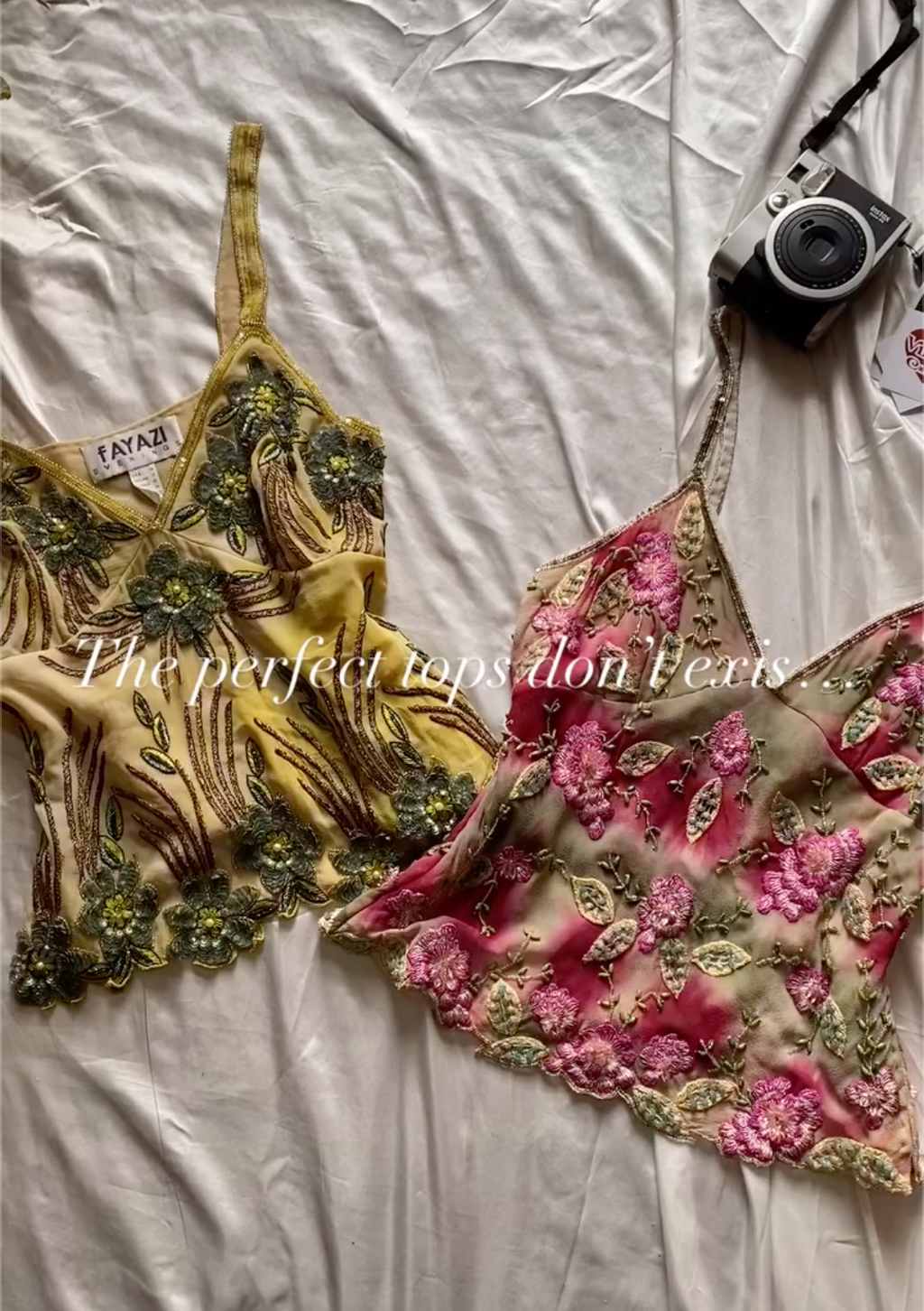 Pink/Green Retro Floral Beaded Camisole
