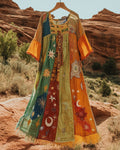 Summer vacation loose patchwork cotton and linen dress d20f