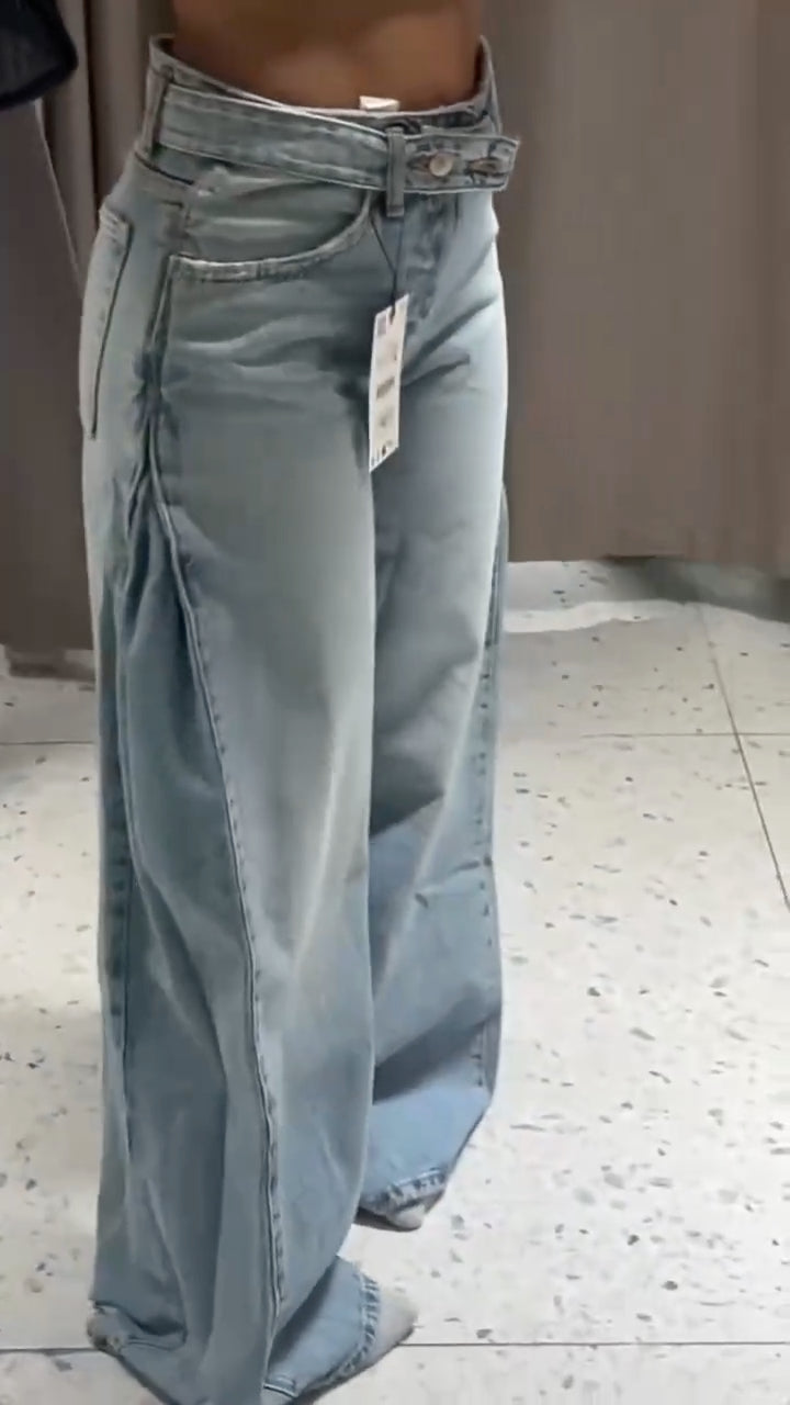 Light Blue Low Waist Wide Leg Jeans