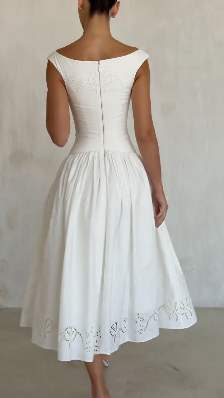 Sleeveless Embroidered Fit and Flare Dress