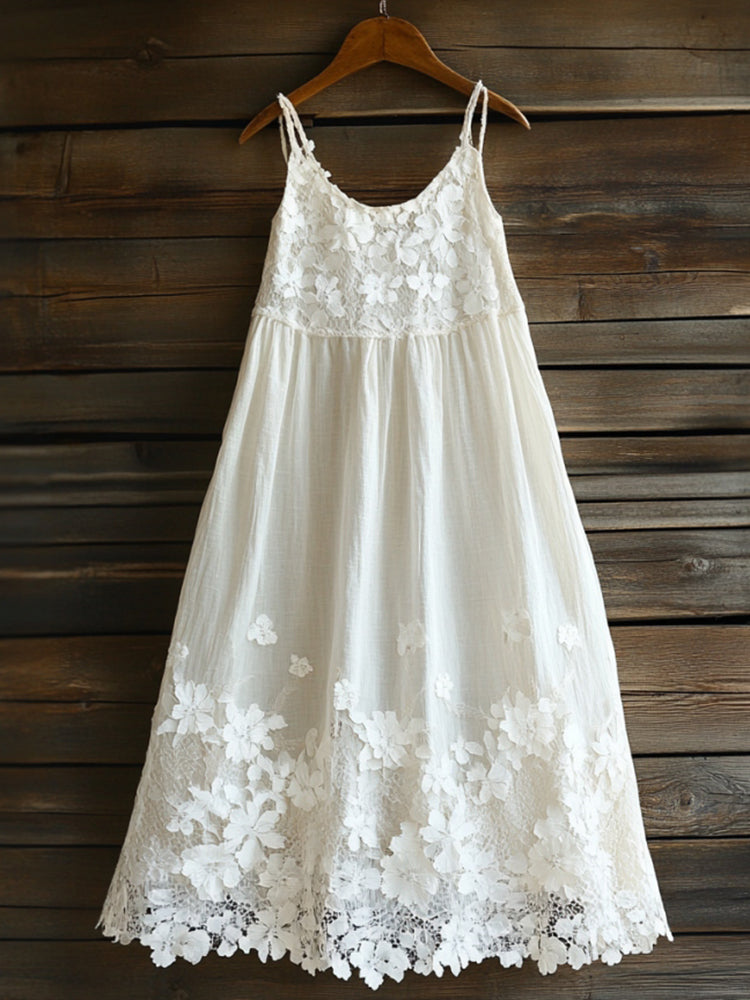 Vintage Floral Lace Art Suspender Skirt