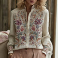 Women's Bohemian-style Floral Embroidered Linen Shirt