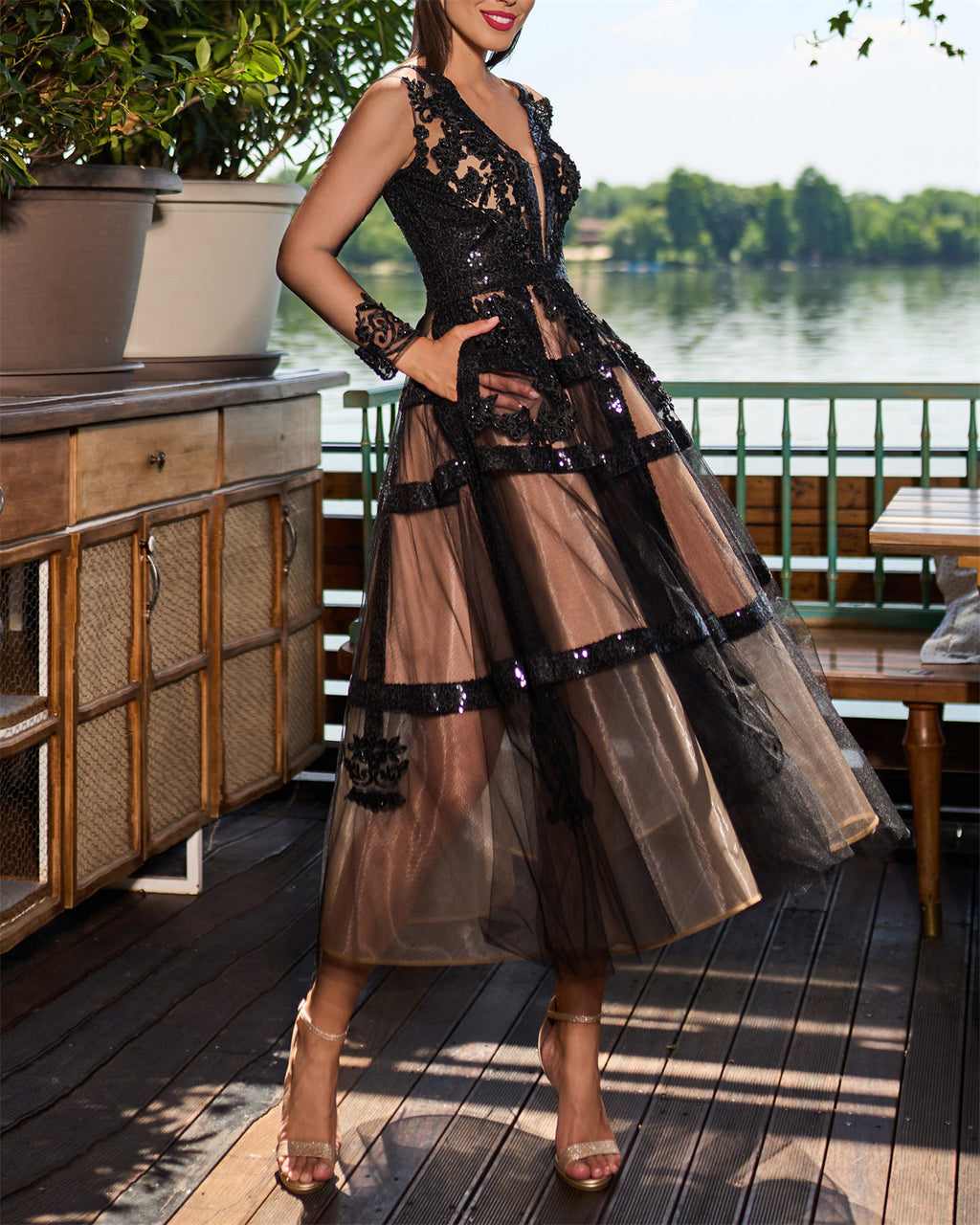 Women's Embroidery Mesh Dress