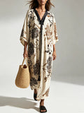 Resort Floral Loose Fit Kimono Sleeve Maxi Dress