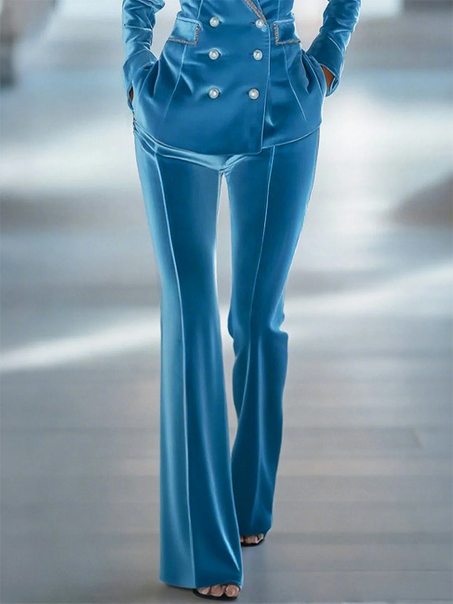 Casual Loose Retro Solid Color Velvet Flared Pants