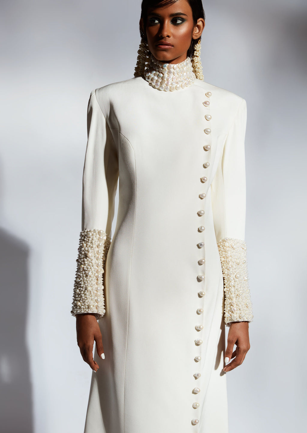 Jacket White Embellished Gown Dress