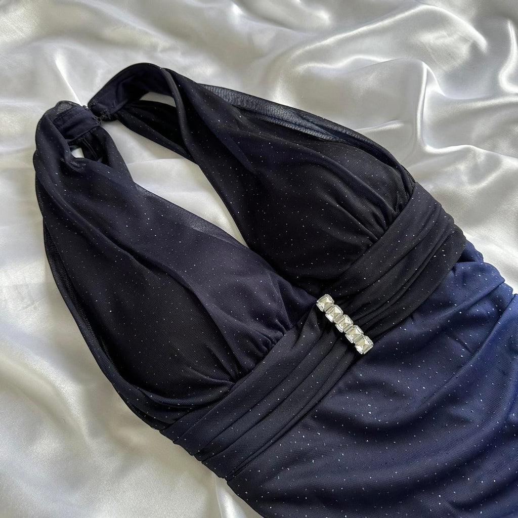 Betsy & Adam Women's Black and Blue Dress