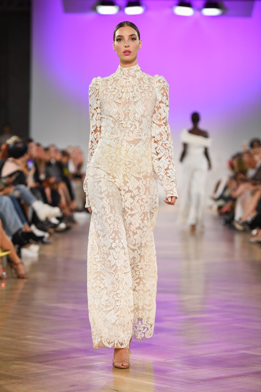 Catalina High neck mini sequin lace jumpsuit