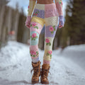 Women's Vintage Floral Patchwork Art Cozy Knit Leggings