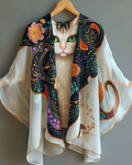 Summer vacation retro fun print chiffon cardigan e90f