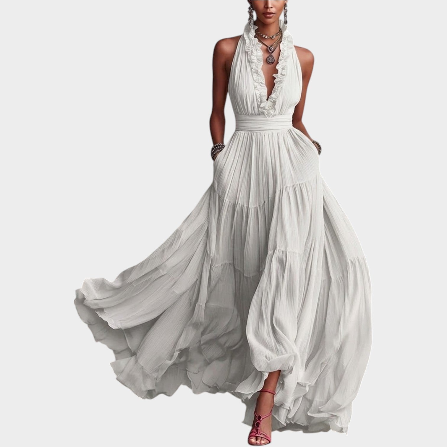 Ruffled Halter Maxi Dress
