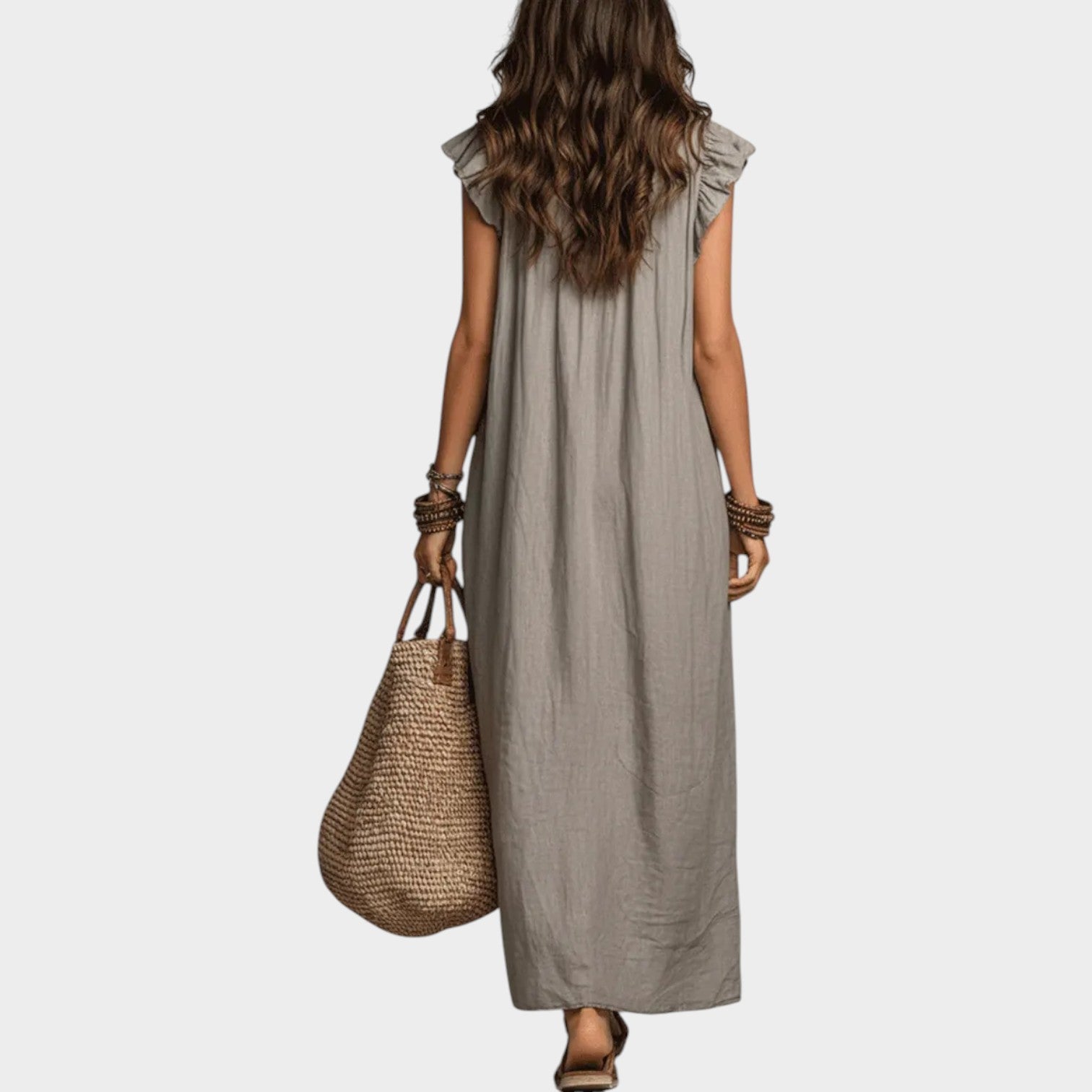 Ruffle Detail Relaxed Maxi Dress