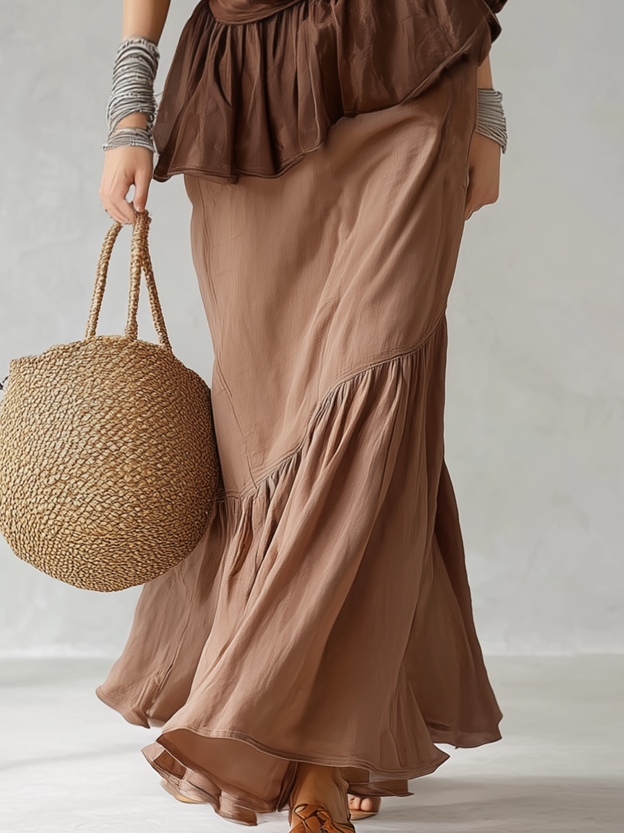 Refined Wrap Waist Maxi Skirt Set
