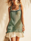 Women's Art Casual Sleeveless Stylish Patchwork Short Dress